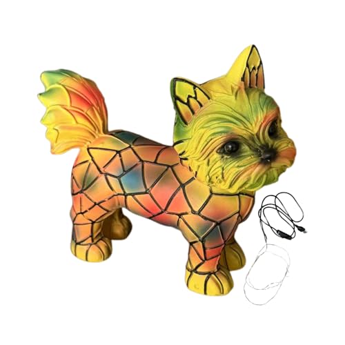 Protoence Hundelampe - Süße Hundetischlampe | USB-Aufladbare Harz Nachtlicht Dekorative Vintage Ambiente-Beleuchtung für Tisch Nachttisch und Kinderzimmer von Protoence