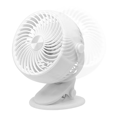 Protoence Ventilator Mit Clip | Kühlender Tischventilator mit Klemmvorrichtung | Schwenkbarer Neigungswinkel Batteriebetrieben Leise Für Bett Kinderwagen Schreibtisch Reise Outdoor von Protoence