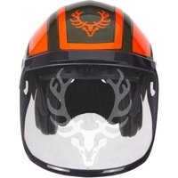 Forsthelm / Schutzhelm kox Edition mit Gehörschutz und Visier Integral Forest Olivgrün/NeonOrange OneSize - Protos von Protos