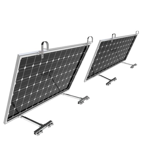 Protron Balkonkraftwerk Halterung Geländer Befestigung für PV Photovoltaik Solarpanel Montage aus Aluminium + Edelstahl (2x 2er Set - rund, 0% Mwst. Gemäß §12 Abs. 3 UStG) von Protron