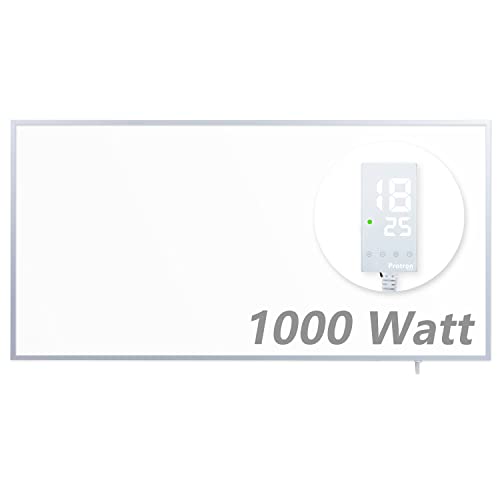 Protron Infrarotheizung Infrarot Panel Heizkörper Elektroheizung Wandheizung mit Aluminium-Rahmen und Smart-Thermostat 120cm x 60cm - weiß 1000 Watt von Protron