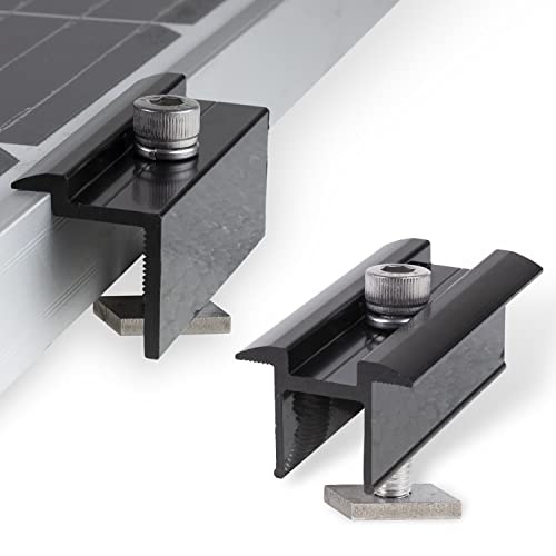 Protron Mittelklemmen oder Endklemmen für Solarmodule (PV-Halterung) aus Aluminium: Mittelklemme + Schiebemutter 35mm von Protron