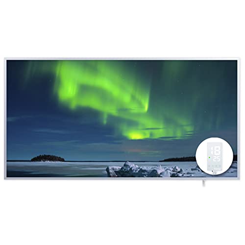 Protron Motiv Infrarotheizung Infrarot Panel Heizkörper Bild Elektroheizung Wandheizung mit Smart-Thermostat 720Watt 100x52cm (120394 - Nordlicht) von Protron