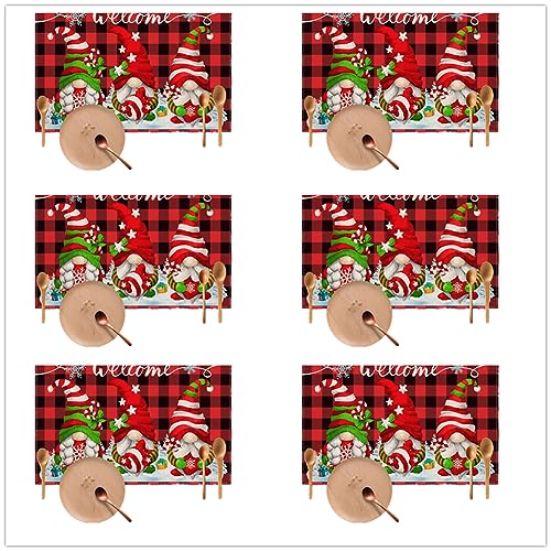 Proumhang 6er Set Weihnachts-Platzsets für den Esstisch,Weihnachten Party Tischmatten Dekoration,Hitzebeständig/Abwaschbar/rutschfest Tischsets,Weihnachten Tischsets,42cm x 32cm Stil 1 von Proumhang