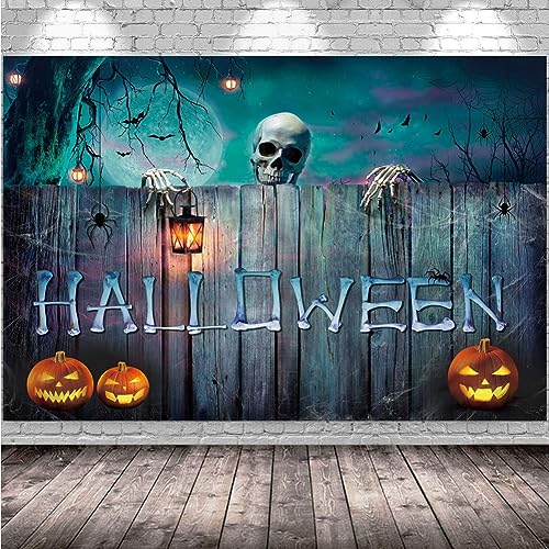 Proumhang Halloween Wandteppich,Horror-Thema Schädel Geist Kürbis Laterne Backdrop,Halloween Fotografie Party Dekoration Backdrop Wanddekor 150cm x 130cm Stil 6 von Proumhang