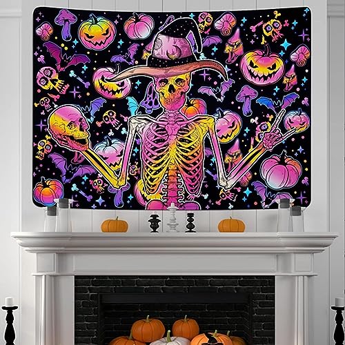 Proumhang Halloween Wandteppich,Horror-Thema Schädel Geist Kürbis Laterne Backdrop,Halloween Fotografie Party Dekoration Backdrop Wanddekor 230cm x 180cm Stil 2 von Proumhang