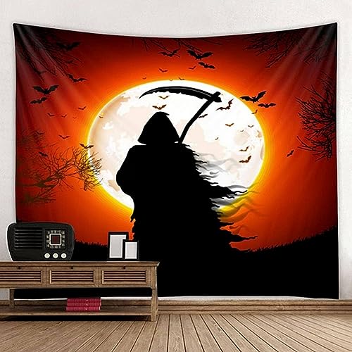 Proumhang Halloween Wandteppich,Horror-Thema Schädel Geist Kürbis Laterne Backdrop,Halloween Fotografie Party Dekoration Backdrop Wanddekor 230cm x 180cm Stil 3 von Proumhang