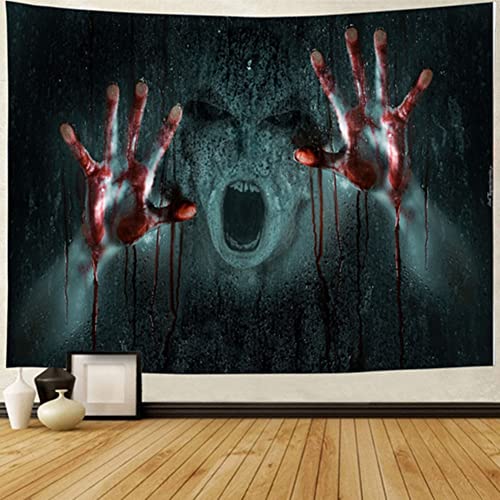 Proumhang Halloween Wandteppich,Wandbehang Dekoration,Blutige Horror Handabdrücke,Grabsteine,Geister Wandteppich für Halloween,Bettwäsche,Schlafzimmer,Wohnzimmer,Dekoration,Stil 10,200cm*150cm von Proumhang