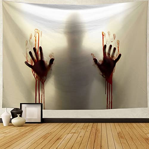 Proumhang Halloween Wandteppich,Wandbehang Dekoration,Blutige Horror Handabdrücke,Grabsteine,Geister Wandteppich für Halloween,Bettwäsche,Schlafzimmer,Wohnzimmer,Dekoration,Stil 3,230cm*180cm von Proumhang