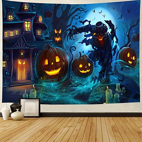 Proumhang Halloween Wandteppich,Wandbehang Dekoration,Cartoon Kürbis,Fledermaus,Hexe,Skelett,Wandteppich für Halloween Party,Bettwäsche,Schlafzimmer,Wohnzimmer,Dekoration,Stil 7,230cm*180cm von Proumhang