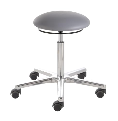 Prova Nova GmbH Drehhocker Puffi® kvx 4106, Sitzhöhe ca. 50-69 cm, Rollen/Bodengleiter:weiche Radbandage, Polsterdekor:Stamskin schiefergrau von Prova Nova GmbH