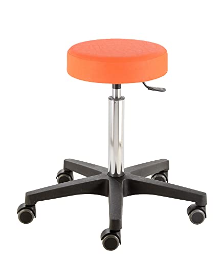 Prova Nova GmbH Rollhocker Comfort 4400, Sitzhöhe ca. 54-73 cm, Rundsitz Ø 33 cm, Rollen/Bodengleiter:weiche Radbandage, Polsterdekor:Dekor orange von Prova Nova GmbH