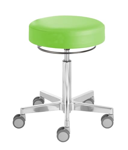 Prova Nova GmbH Rollhocker Puffi® Le Mans 4381, Sitzhöhe ca. 53-73 cm, Rollen ø 65mm, Polsterdekor:Stamskin Apfel von Prova Nova GmbH