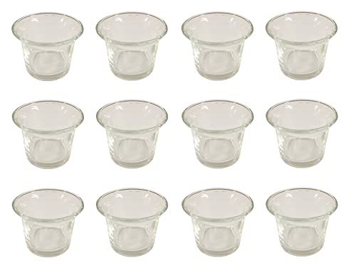 12 x Teelichtglas geschwungener Rand Ø 6,3 cm Oben Ø 4,4 cm unten Höhe 4,8 cm Votivkerzenhalter Tischdeko Dekoration Kerzen Optimale Größe auch als Dipschale verwendbar von Provance