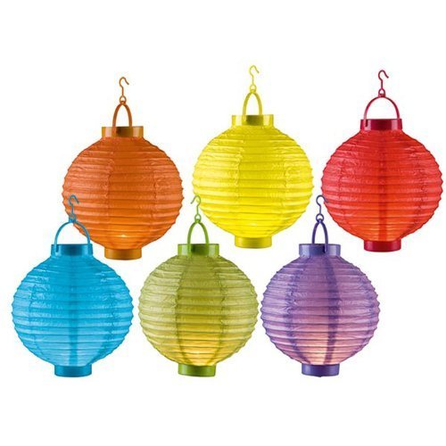 6er Set Papier Laternen LED Licht Ø20cm kabellos Papierlaterne Laternen Lampions Garten Ballon Papierlampion von Provance