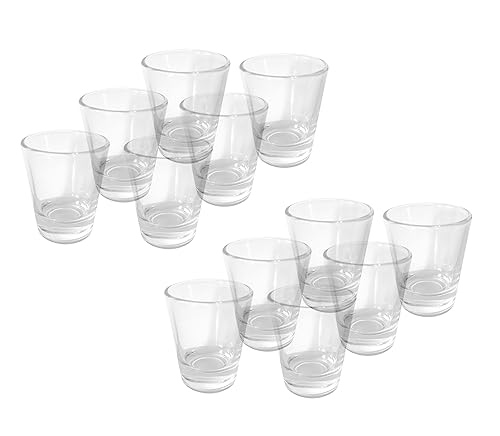 Provance 12 Stück Schnapsglas Shot Kurzer Shotgläser Tequila 2cl 4cl 20ml 40ml Vodkagläser Glas Standfest Verstärkter Boden Spülmaschinenfest Partygläser Getränkegläser von Provance