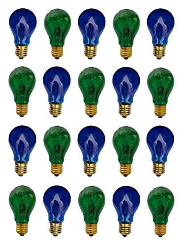 Provance 20x Glühlampe Glühbirne Standard E27 Fassung 25W 25 Watt 10x Blau 10x Grün Klar von Provance