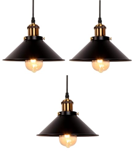 Provance 3 Stück Hängeleuchte Pendelleuchte Deckenleuchte mit E27 LED Leuchtmittel 6,5 Watt Metall Schwarz Hängelampe Glühlampe Deckenlampe Wohnlampe Wohnleuchte Provance 3 Stück Hängeleuchte Pendelleuchte Deckenleuchte mit E27 LED Leuchtmittel 6,5 Watt Metall Schwarz Hängelampe Glühlampe Deckenlampe Wohnlampe Wohnleuchte von Provance