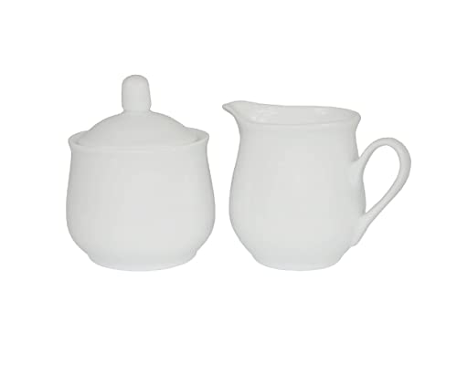 Provance 3-teilig Porzellan Milch und Zucker Set mit Deckel, Milchkännchen Zuckerdose Milch- & Zuckerbehälter Küchenhelfer Küchenutensilien Gedeckter Tisch von Provance