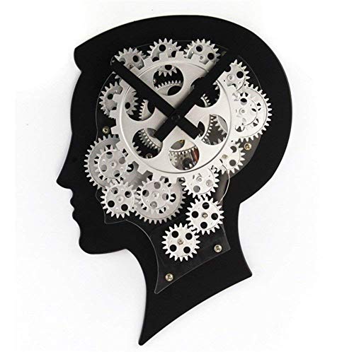 Provance 3D Wanduhr Brain Gehirn Kreative Wanduhr mit Zahnrädern, alle Zahnräder drehen mit von Provance