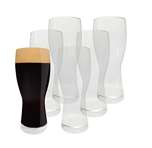 Provance 6 x Bierglas Schwarzbierglas Dunkelbier Stout Pint 500 ml 0,5 Liter Ø 8,5 x 20cm Glas spülmaschinenfest Ø 8,5 x 20 cm ohne Füllstrich zeitloses Design klares Glas von Provance