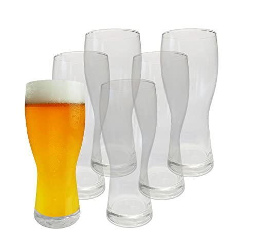 Provance 6 x Biergläser Weizenbiergläser 500 ml 0,5 Liter Bierglas Weizenbierglas Glas spülmaschinenfest Ø 8,5 x 20 cm ohne Füllstrich zeitloses Design klares Glas von Provance