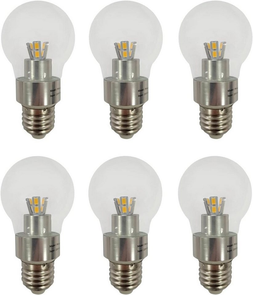 Provance LED-Leuchtmittel 6 x LED Leuchtmittel Standard E27 Glühlampe 5W 480 Lumen 2700 K, E27, warmweiß von Provance