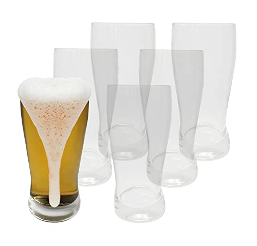 Provance 6er Set Bierglas Biergläser 0,3l 300ml 0,3 Liter Bier Gläser Pils Pilsgläser Getränke Getränkegläser klares Glas ohne Füllstrich Ø ca. 6,5 x 15 cm von Provance