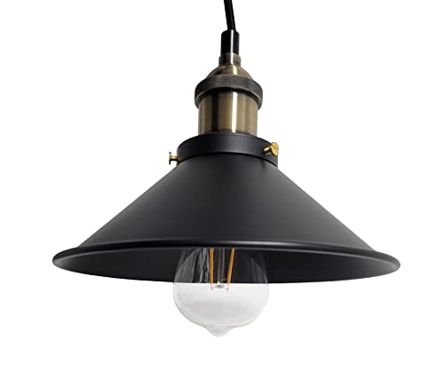 Provance Hängeleuchte Pendelleuchte Deckenleuchte mit E27 LED Leuchtmittel 6,5 Watt Metall Schwarz Hängelampe Glühlampe Deckenlampe Wohnlampe Wohnleuchte von Provance