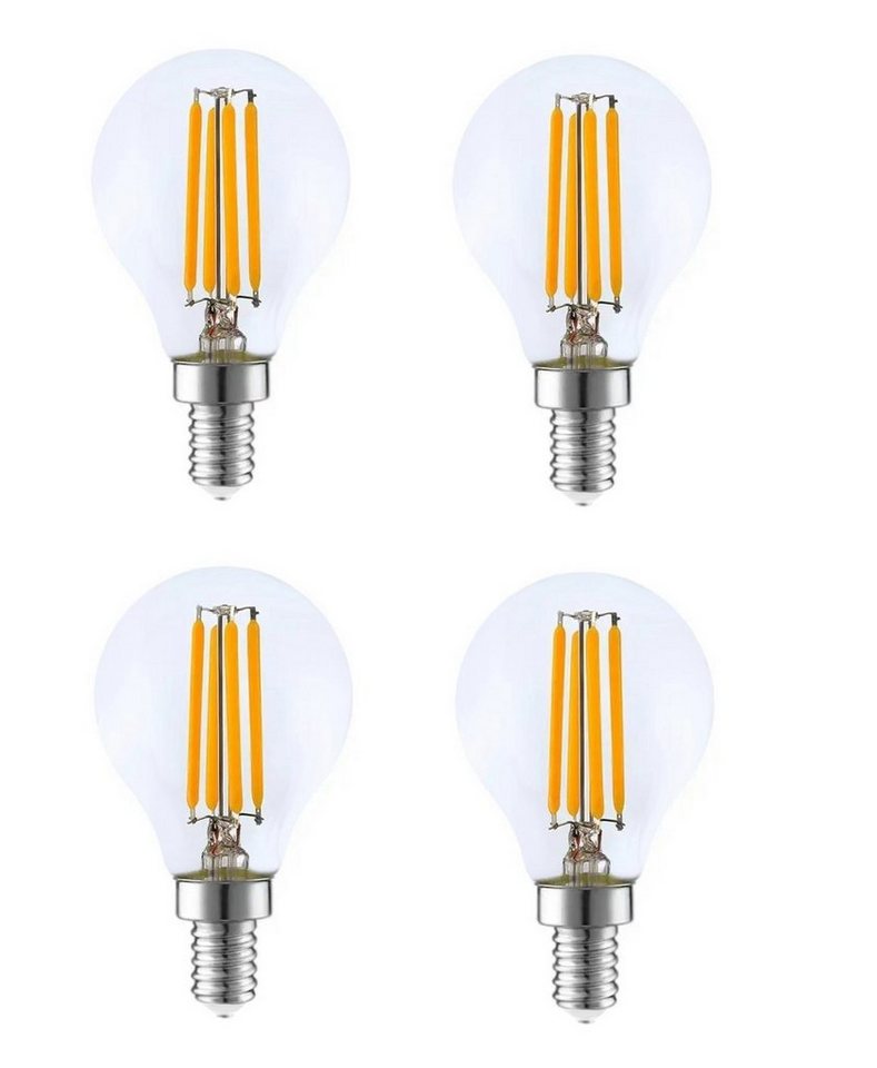 Provance LED-Leuchtmittel 4 x LED Glühlampe Kugel Filament E14 3W 3 Watt 330 Lumen 2700 Kelvin, E14, 4 St., Warmweiß von Provance