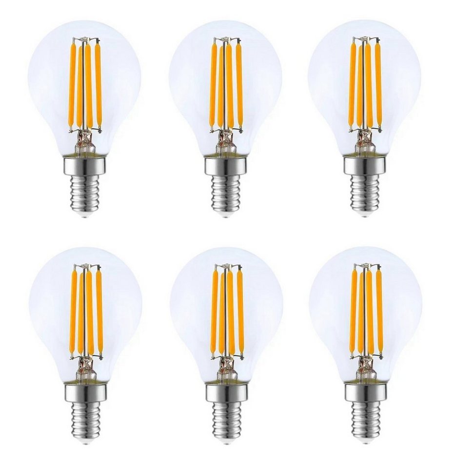 Provance LED-Leuchtmittel 6 x LED Glühlampe Kugel Filament E14 3W 3 Watt 330 Lumen 2700 Kelvin, E14, 6 St., Warmweiß von Provance