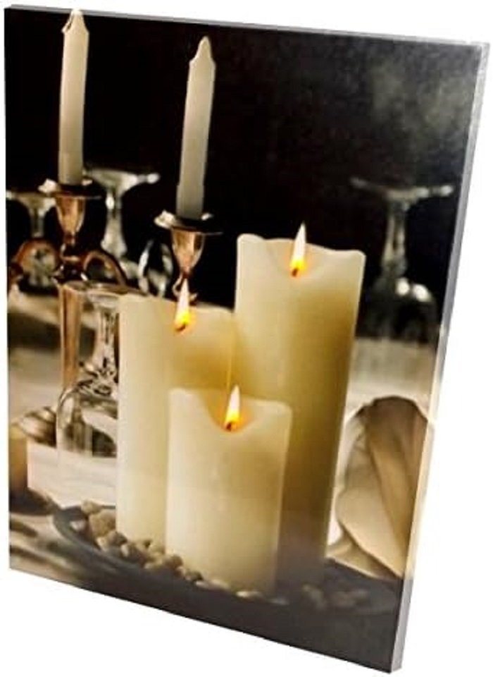 Provance Wandbild Wandbild LED mit Flackerkerzen Kerzenlicht beleuchtet, Kerze von Provance
