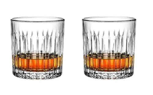 Provance Whiskyglas 2er 4er oder 6er Set, anmutige Tumbler für Whisky und Rum mit Relief, spülmaschinenfest aus Borosilikatglas (2 Stück Form 1) von Provance