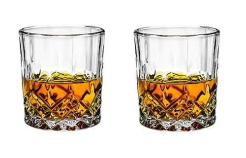 Provance Whiskyglas 2er 4er oder 6er Set, anmutige Tumbler für Whisky und Rum mit Relief, spülmaschinenfest aus Borosilikatglas (2 Stück Form 2) von Provance