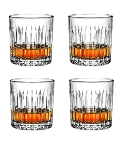 Provance Whiskyglas 2er 4er oder 6er Set, anmutige Tumbler für Whisky und Rum mit Relief, spülmaschinenfest aus Borosilikatglas (4 Stück Form 1) von Provance