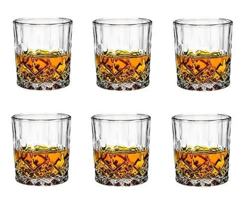 Provance Whiskyglas 2er 4er oder 6er Set, anmutige Tumbler für Whisky und Rum mit Relief, spülmaschinenfest aus Borosilikatglas (6 Stück Form 2) von Provance