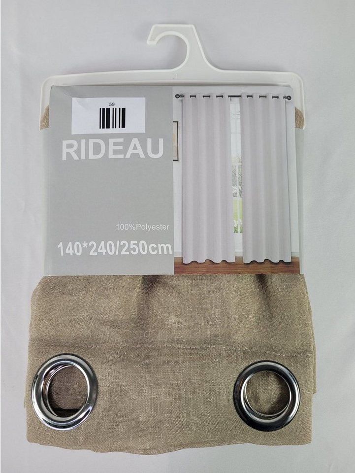 Provance Vorhang 2er Set Vorhänge Ösenvorhang 140*240/250 cm Beige von Provance