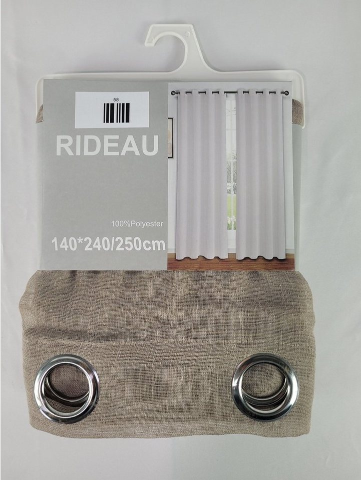 Provance Vorhang 2er Set Vorhänge Ösenvorhang 140*240/250 cm Beige von Provance