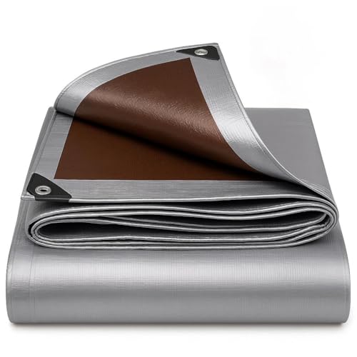 Abdeckplane mit Ösen, wasserdicht, grau, universelle Schutzplane, reißfest, UV-beständig, schimmelresistent, 210 g/m² Planen in verschiedenen Größen. (4m x 8m) von Provarm