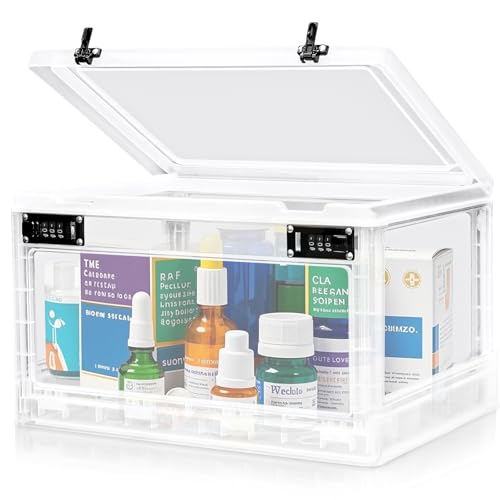 Provcodeabox Abschließbare Box mit Doppeltem Zahlenschloss | 24.6L Sicherheitsbox für Medikamente, Handy & Snacks | Stapelbare Aufbewahrungsbox mit 2 Kombinationsschlössern (Doppelsicherheit) von Provcodeabox