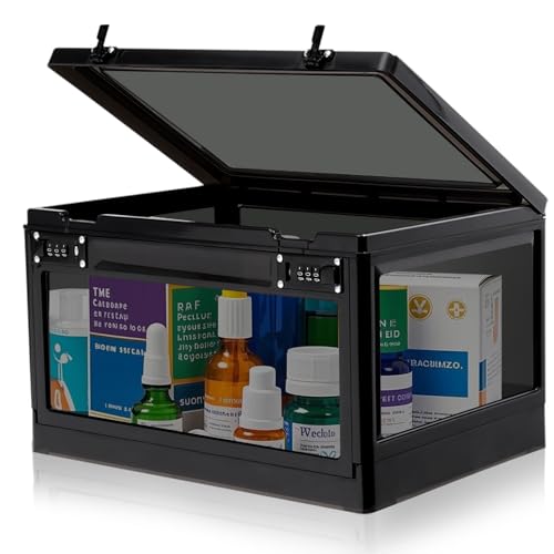Provcodeabox Abschließbare Box mit Doppeltem Zahlenschloss | 24.6L Sicherheitsbox für Medikamente, Handy & Snacks | Stapelbare Aufbewahrungsbox mit 2 Kombinationsschlössern (Doppelsicherheit) von Provcodeabox