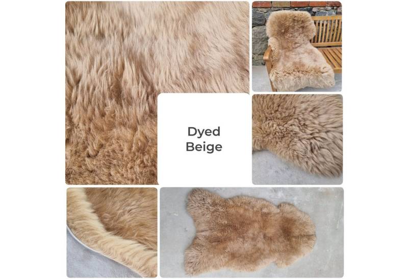 Provellus Fellteppich Premium Schaffell Natur Unikat ungeschoren, 5–10 cm Wolle, 30x30cm rund von Provellus