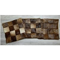Kuhfellkissen Kuhfell Kissen Sofakissen Dunkel Braun Gescheckt 16Erpatchwork von Provellus