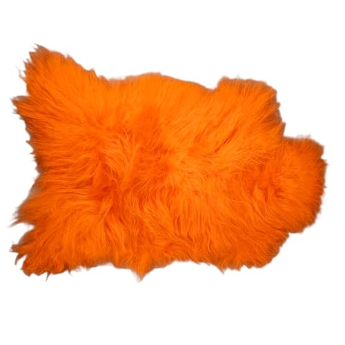 Premium Island Lammfell Schaffell Bunt Gefärbt Weich Fell Teppich Multicolor (Orange, 100-120cm x 50-65cm) von Provellus