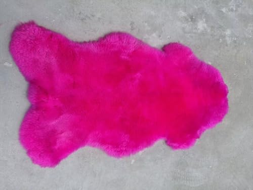 Premium Merino Schaffell Schaffelle Fell Lammfell Natur geschoren dichte Wolle (Pink Dyed, 30x30cm rund) von Provellus