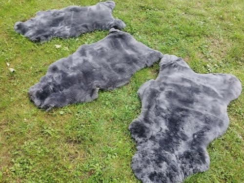 Provellus Echt Deutsche Merino Lammfell Schaffell Grau Dichte Wolle Neu L - XXL (100-110 cm x 50-60 cm) von Provellus