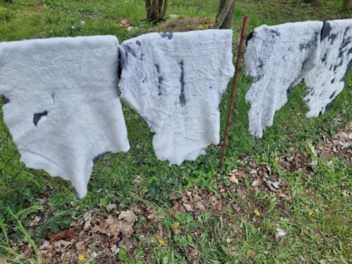 Provellus Echtes Doubleface 2.Wahl Schaffell/Lammfell/Fell/Leder zum Basteln Schnäppchen (Grau, 70-80cm lang) von Provellus