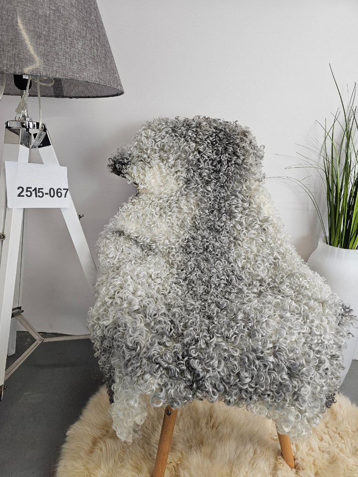 Provellus Fellteppich Gotland Schaffell grau-weiß gelockt – Öko gegerbt – Unikat ca. 100 cm+ von Provellus