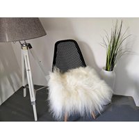 Weiße Sitzauflage Aus Echtem Island Schaffell 40x40cm Patchwork von Provellus