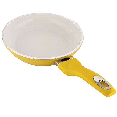 Pfanne mit Hitzeanzeige | Keramikpfanne antihaftbeschichtet | Ideal als Bratpfanne, Paella Pfanne, Wokpfanne | 20 cm gelb von Broszio